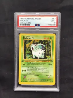 Pokemon Cards: Jungle 1st Edition Common: Nidoran 57/64 PSA 9 - Image 1