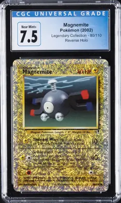 2002 POKEMON LEGENDARY COLLECTION REVERSE HOLO #80 MAGNEMITE CGC 7.5 - Image 1