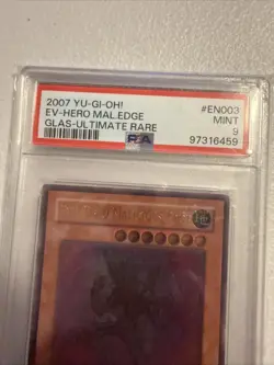 Yugioh - Evil Hero Malicious Edge GLAS-EN003 Ultimate Rare PSA 9 Pop 1 Card - Image 2