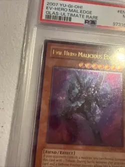 Yugioh - Evil Hero Malicious Edge GLAS-EN003 Ultimate Rare PSA 9 Pop 1 Card - Image 4
