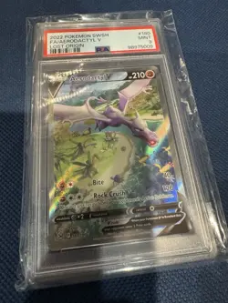 Pokemon TCG Aerodactyl V Lost Origin Card English Full Art Graded PSA 9 - Image 1