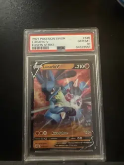 2021 Pokemon SWSH Lucario v Fusion Strike #146 PSA 10 Graded - Image 1