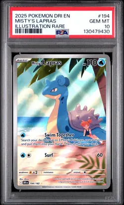 2025 POKEMON DRI EN-DESTINED RIVALS ILLUSTRATION RARE #194 MISTY'S LAPRAS PSA 10 - Image 1