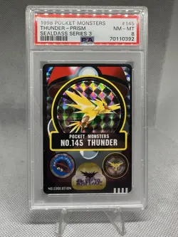 1998 POCKET MONSTERS SEALDASS SERIES 3 #145 THUNDER-PRISM PSA 8 - Image 1