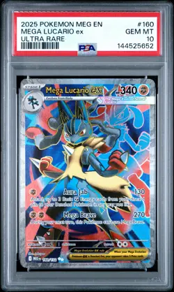 2025 POKEMON MEG EN-MEGA EVOLUTION ULTRA RARE #160 MEGA LUCARIO EX PSA 10 - Image 1