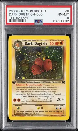 2000 POKEMON ROCKET 1ST ED #6 DARK DUGTRIO-HOLO PSA 8 - Image 1