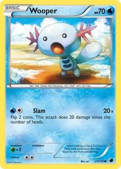 Wooper 21/116 Plasma Freeze Pokemon Card NM - Image 1