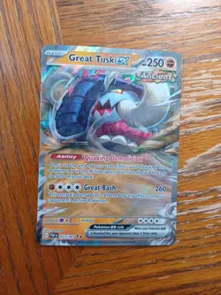 Pokemon Paldean Fates 53/091 Great Tusk EX Holo Foil Card - Image 1