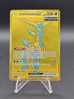 Pokemon TCG Prismatic Evolutions IRON LEAVES Ex 176/131 Hyper Rare Gold! - Image 1