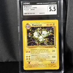 1999 POKEMON FOSSIL UNLIMITED MAGNETON CGC 5.5 EX+ - Image 1