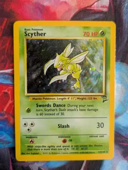 Pokemon TCG Scyther 017/130 Base Set 2 Near Mint with Swirl - Image 1