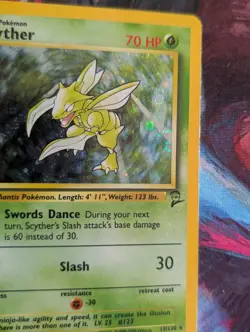 Pokemon TCG Scyther 017/130 Base Set 2 Near Mint with Swirl - Image 4