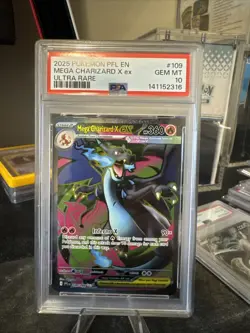 2025 POKEMON PFL EN-PHANTASMAL FLAMES ULTRA RARE #109 MEGA CHARIZARD X EX PSA 10 - Image 1