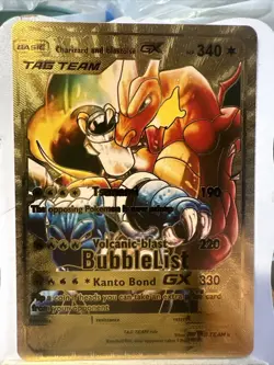 Pokemon Charizard & Blastoise Tag Team GX NM Gold Foil Fan Art - Image 1