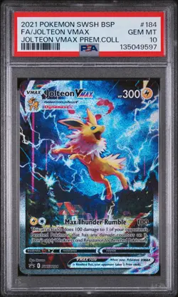 2021 POKEMON SWSH BLACK STAR PROMO #184 FULL ART/JOLTEON VMAX PSA 10 - Image 1