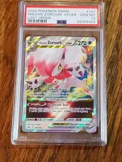 2022 Pokemon Lost Origins Hisuian Zoroark Vstar #147 PSA 10 - Image 1