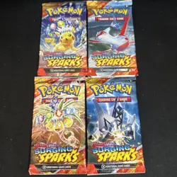 4 Pokemon Packs Surging Sparks Full Art Set Rare Pikachu SIR Shiny 🔥 - Image 1