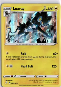 Luxray 062/192 Holo Sword Shield Rebel Clash Pokemon Card Trading Card TCG - Image 3