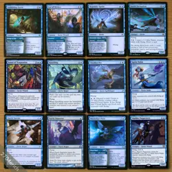 Set of 12 Rare & Uncommon Blue Faerie Creatures & Spells Magic MTG Eldraine EDH - Image 1