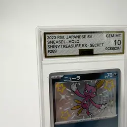 Pokemon Paldean Fates Sneasel 182/091 AGS Gem-MT 10 Shiny Holo Secret Rare 2024 - Image 2