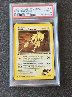 2000 POKEMON GYM CHALLENGE ROCKET'S ZAPDOS HOLO - 1ST EDITION PSA 8 #15 - Image 1