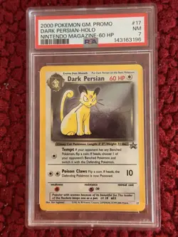 2000 POKEMON GAME PROMO NINTENDO MAGAZINE-60 HP #17 DARK PERSIAN-HOLO PSA 7 - Image 5