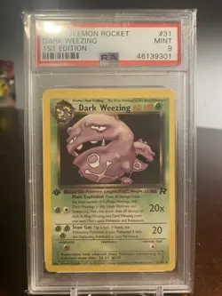 2000 Pokemon Team Rocket Dark Weezing NON Holo #31 1st Edition PSA 9 - Image 1