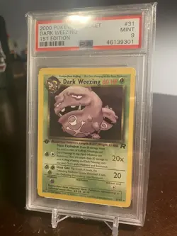 2000 Pokemon Team Rocket Dark Weezing NON Holo #31 1st Edition PSA 9 - Image 3