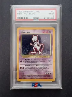 1999 POKEMON BASE SET UNLIMITED #10 MEWTWO-HOLO PSA 9 - Image 1