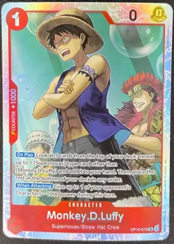 One Piece Monkey.D.Luffy OP14-013 The Azure Sea's Seven Super Rare NM - Image 1