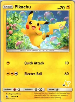 Pikachu 19/68 Battle Academy Promo Stamp Pokemon Card NM - Image 1