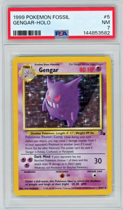 1999 Pokemon Fossil Gengar 5/62 Holo PSA 7 - Image 1