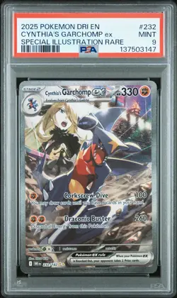 2025 POKEMON DRI EN-DESTINED RIVALS #232 CYNTHIA'S GARCHOMP EX PSA 9 - Image 1