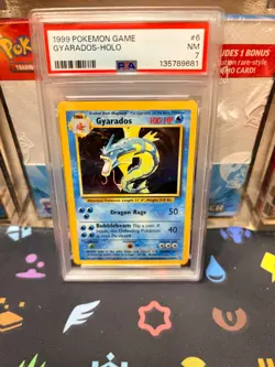 1999 POKEMON BASE SET UNLIMITED #6 GYARADOS-HOLO PSA 7 - Image 1