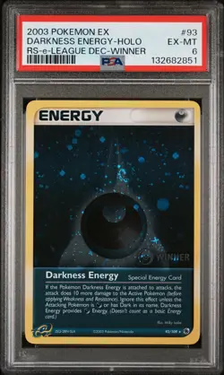 2003 POKEMON EX RUBY & SAPPHIRE #93 DARKNESS ENERGY-HOLO PSA 6 - Image 1