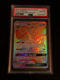 FLYGON GX #256/236 PSA 10 Pokemon 2019 Rainbow HOLO Secret Cosmic Eclipse - Image 1