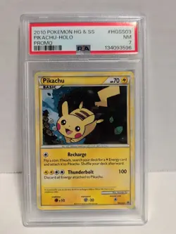 Pokemon 2010 Heart Gold & Soul Silver Pikachu HOLO , Black Star Promo, PSA 7 - Image 1