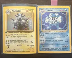 FRENCH Pokemon TCG Holo 1st Edition Base Set Tartard 13/102 Magneton 9/102 Pair - Image 1