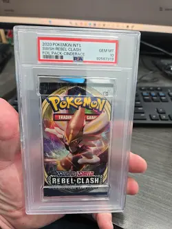 PSA 10 Gem Mint 2020 Pokemon Sword Shield Rebel Clash Cinderace Booster Pack - Image 1