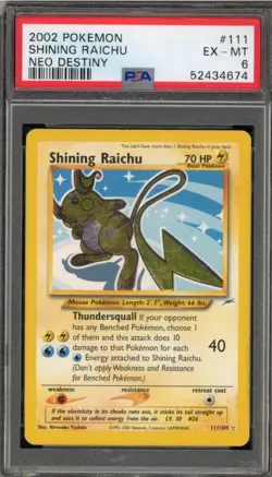 Pokemon Shining Raichu Neo Destiny 111/105 PSA 6 Unlimited Holo English - Image 1