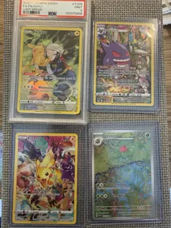 Pokemon Card Bundle Pikachu Full Art CZ, Gengar Full Art, PSA 9 F/A Pikachu Ect - Image 1