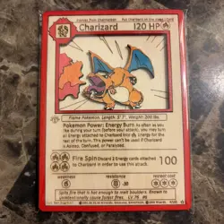 Pokemon fan art wood laser engraved 3D cards - Colored Charizard (1999 Retro) - Image 1