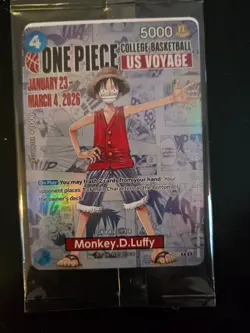 🔥🏀One Piece Monkey.D.Luffy US College Basketball Promo Card *SEALED*🔥🏀 - Image 1