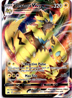 Pokemon TCG Zeraora VMAX 054/159 Crown Zenith Holo Rare Near Mint - Image 1