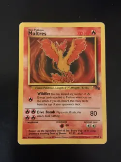 Pokemon Moltres Fossil Vintage Card 27/62 Non-holo Wotc 1999 - Image 1
