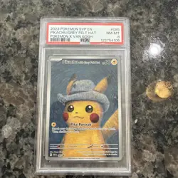 Pokemon Pikachu with Grey Felt Hat Van Gogh Full Art Promo SVP EN 085 PSA 8 - Image 1