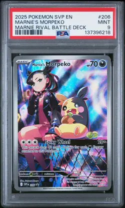 2025 POKEMON SVP EN-SV BLACK STAR PROMO #206 MARNIE'S MORPEKO PSA 9 - Image 1