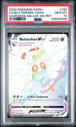 2020 Pokemon Darkness Ablaze # 190 Full Art Butterfree VMAX PSA 10 Card GEM MINT - Image 1