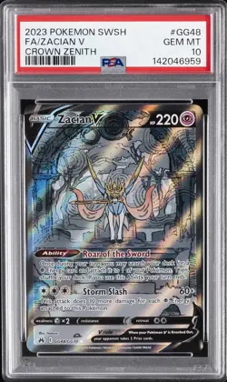 2023 POKEMON SWORD & SHIELD CROWN ZENITH #GG48 FULL ART/ZACIAN V PSA 10 - Image 1