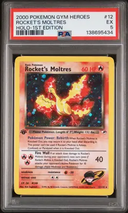 2000 POKEMON GYM HEROES HOLO-1ST ED #12 ROCKET'S MOLTRES PSA 5 - Image 1